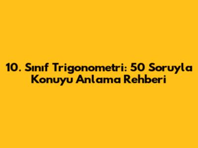 10. Sınıf Trigonometri: 50 Soruyla Konuyu Anlama Rehberi