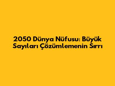 2050 Dünya Nüfusu: Büyük Sayıları Çözümlemenin Sırrı