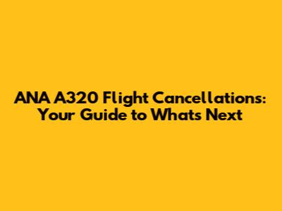 ANA A320 Flight Cancellations: Your Guide to What's Next