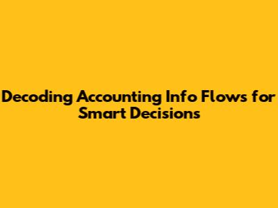 Decoding Accounting Info Flows for Smart Decisions
