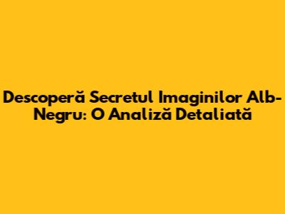 Descoperă Secretul Imaginilor Alb-Negru: O Analiză Detaliată