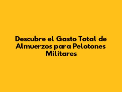 Descubre el Gasto Total de Almuerzos para Pelotones Militares