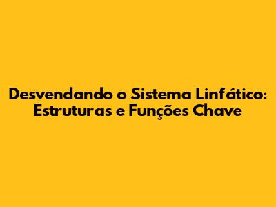 Desvendando o Sistema Linfático: Estruturas e Funções Chave