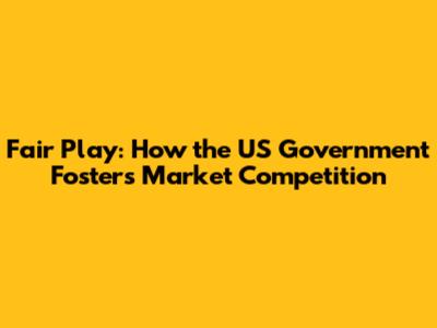 Fair Play: How the US Government Fosters Market Competition