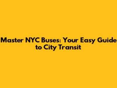 Master NYC Buses: Your Easy Guide to City Transit