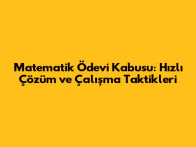 Matematik Ödevi Kabusu: Hızlı Çözüm ve Çalışma Taktikleri