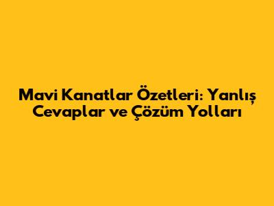 Mavi Kanatlar Özetleri: Yanlış Cevaplar ve Çözüm Yolları