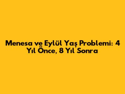 Menesa ve Eylül Yaş Problemi: 4 Yıl Önce, 8 Yıl Sonra