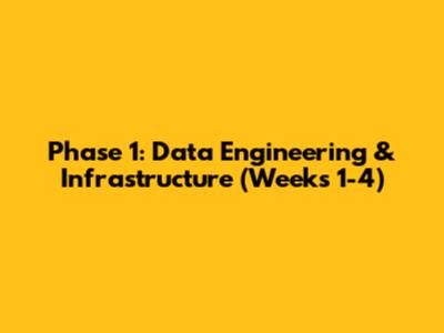 Phase 1: Data Engineering & Infrastructure (Weeks 1-4)
