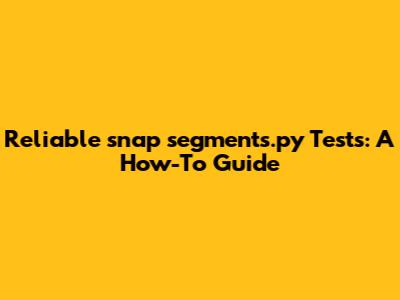Reliable `snap_segments.py` Tests: A How-To Guide