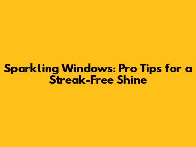 Sparkling Windows: Pro Tips for a Streak-Free Shine