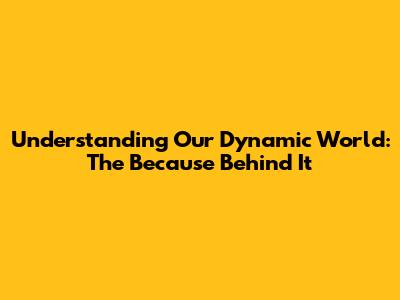Understanding Our Dynamic World: The 'Because' Behind It