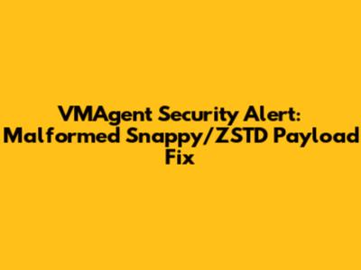 VMAgent Security Alert: Malformed Snappy/ZSTD Payload Fix