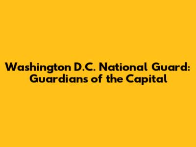 Washington D.C. National Guard: Guardians of the Capital